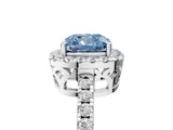 White gold Fancy Blue Cushion  Halo Diamond Engagement Ring with Pavé Band and Four-Prong Setting_74