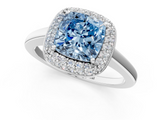 White gold Fancy Blue Cushion  Halo Diamond Engagement Ring with Solitaire Band and Four-Prong Setting_21