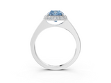 White gold Fancy Blue Cushion  Halo Diamond Engagement Ring with Solitaire Band and Four-Prong Setting_23