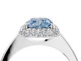 White gold Fancy Blue Cushion  Halo Diamond Engagement Ring with Solitaire Band and Four-Prong Setting_24