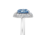 White gold Fancy Blue Cushion  Halo Diamond Engagement Ring with Solitaire Band and Four-Prong Setting_25