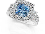 White gold Fancy Blue Cushion  Halo Diamond Engagement Ring with Split Shank and Four-Prong Setting_56