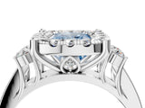 White gold Fancy Blue Cushion  Halo Diamond Engagement Ring with Split Shank and Four-Prong Setting_59