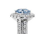 White gold Fancy Blue Cushion  Halo Diamond Engagement Ring with Split Shank and Prong Setting_71