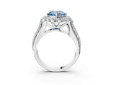 White gold Fancy Blue Cushion  Halo Diamond Engagement Ring with Split Shank and Prong Setting_75
