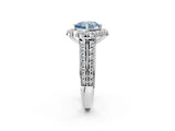 White gold Fancy Blue Cushion  Halo Diamond Engagement Ring with Split Shank and Prong Setting_92