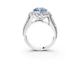 White gold Fancy Blue Cushion  Halo Diamond Engagement Ring with Split Shank and Prong Setting_93
