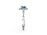 White gold Fancy Blue Cushion  Halo Diamond Engagement Ring with Twisted Band and Four-Prong Setting 3