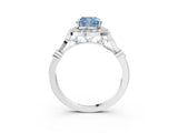 White gold Fancy Blue Cushion  Halo Diamond Engagement Ring with Twisted Band and Four-Prong Setting 4