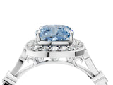 White gold Fancy Blue Cushion  Halo Diamond Engagement Ring with Twisted Band and Four-Prong Setting 5