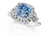 White gold Fancy Blue Cushion  Halo Diamond Engagement Ring with Vintage-Inspired Band and Four-Prong Setting_4