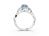 White gold Fancy Blue Cushion  Halo Diamond Engagement Ring with Vintage-Inspired Band and Four-Prong Setting_6