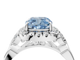 White gold Fancy Blue Cushion  Halo Diamond Engagement Ring with Vintage-Inspired Band and Four-Prong Setting_7