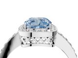 White gold Fancy Blue Cushion  Halo Diamond Pavé Band Ring with Prong Setting_24
