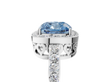 White gold Fancy Blue Cushion  Halo Diamond Pavé Band Ring with Prong Setting_25