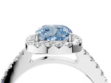 White gold Fancy Blue Cushion  Halo Diamond Pavé Solitaire Ring_43