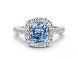 White gold Fancy Blue Cushion  Halo Diamond Pavé Solitaire Ring_69