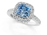 White gold Fancy Blue Cushion  Halo Diamond Pavé Solitaire Ring_70