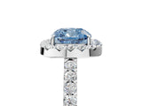 White gold Fancy Blue Cushion  Halo Diamond Pavé Solitaire Ring_78
