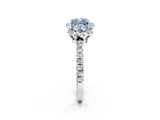 White gold Fancy Blue Cushion  Halo Diamond Pave Band Ring with Four-Prong Setting_17