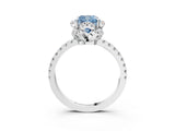 White gold Fancy Blue Cushion  Halo Diamond Pave Band Ring with Four-Prong Setting_18