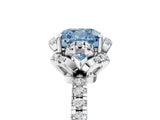 White gold Fancy Blue Cushion  Halo Diamond Pave Band Ring with Four-Prong Setting_20