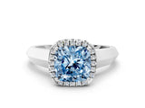 White gold Fancy Blue Cushion  Halo Diamond Ring with Cathedral Band and Four-Prong Setting_49