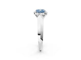 White gold Fancy Blue Cushion  Halo Diamond Ring with Cathedral Band and Four-Prong Setting_51