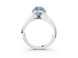 White gold Fancy Blue Cushion  Halo Diamond Ring with Cathedral Band and Four-Prong Setting_52
