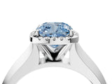 White gold Fancy Blue Cushion  Halo Diamond Ring with Cathedral Band and Four-Prong Setting_53