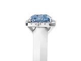 White gold Fancy Blue Cushion  Halo Diamond Ring with Cathedral Band and Four-Prong Setting_54