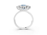 White gold Fancy Blue Cushion  Halo Diamond Ring with Milgrain Edge and Round Prong Setting_41