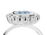 White gold Fancy Blue Cushion  Halo Diamond Ring with Milgrain Edge and Round Prong Setting_42