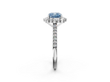 White gold Fancy Blue Cushion  Halo Diamond Ring with Pavé Band and Prong Setting_39
