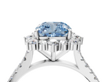 White gold Fancy Blue Cushion  Halo Diamond Ring with Pavé Band and Prong Setting_40
