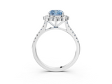 White gold Fancy Blue Cushion  Halo Diamond Ring with Pavé Band and Prong Setting_40