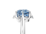 White gold Fancy Blue Cushion  Halo Diamond Ring with Round Cluster Setting, Solitaire Band, and Four-Prong Setting_89