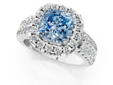 White gold Fancy Blue Cushion  Halo Diamond Split Shank Engagement Ring with Prong Setting_34