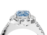 White gold Fancy Blue Cushion  Halo Diamond Split Shank Engagement Ring with Prong Setting_37
