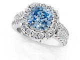 White gold Fancy Blue Cushion  Halo Diamond Split Shank Engagement Ring with Prong Setting_40