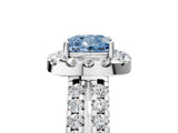 White gold Fancy Blue Cushion  Halo Diamond Split Shank Engagement Ring with Prong Setting_44
