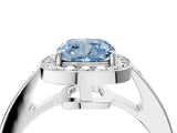 White gold Fancy Blue Cushion  Halo Pavé Diamond Engagement Ring with Bezel Setting_52