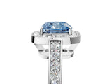 White gold Fancy Blue Cushion  Halo Pavé Diamond Engagement Ring with Bezel Setting_54