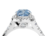 White gold Fancy Blue Cushion  Halo Pavé Diamond Engagement Ring with Four-Prong Setting_30