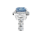 White gold Fancy Blue Cushion  Halo Pavé Diamond Engagement Ring with Four-Prong Setting_31