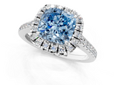 White gold Fancy Blue Cushion  Halo Pavé Diamond Engagement Ring with Four-Prong Setting_4