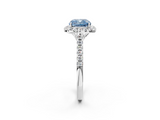 White gold Fancy Blue Cushion  Halo Pavé Diamond Engagement Ring with Four-Prong Setting_5