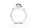 White gold Fancy Blue Cushion  Halo Pavé Diamond Engagement Ring with Four-Prong Setting_6
