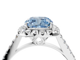 White gold Fancy Blue Cushion  Halo Pavé Diamond Engagement Ring with Four-Prong Setting_7