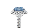 White gold Fancy Blue Cushion  Halo Pavé Diamond Engagement Ring with Four-Prong Setting_8